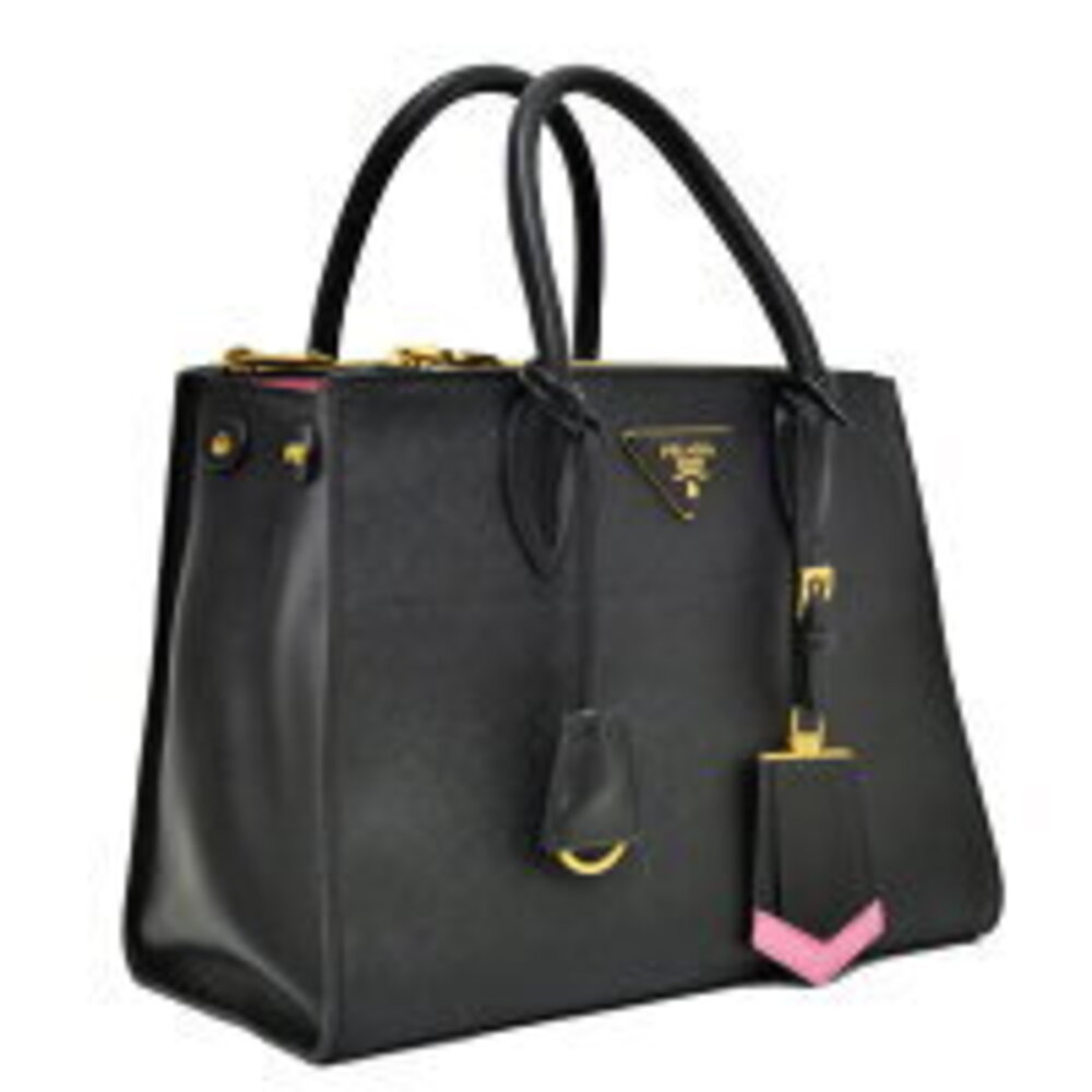 Prada Paradi Bag Handbag Shoulder Black Pink Nero Black BEGONIA Saffiano - Picture 2 of 6